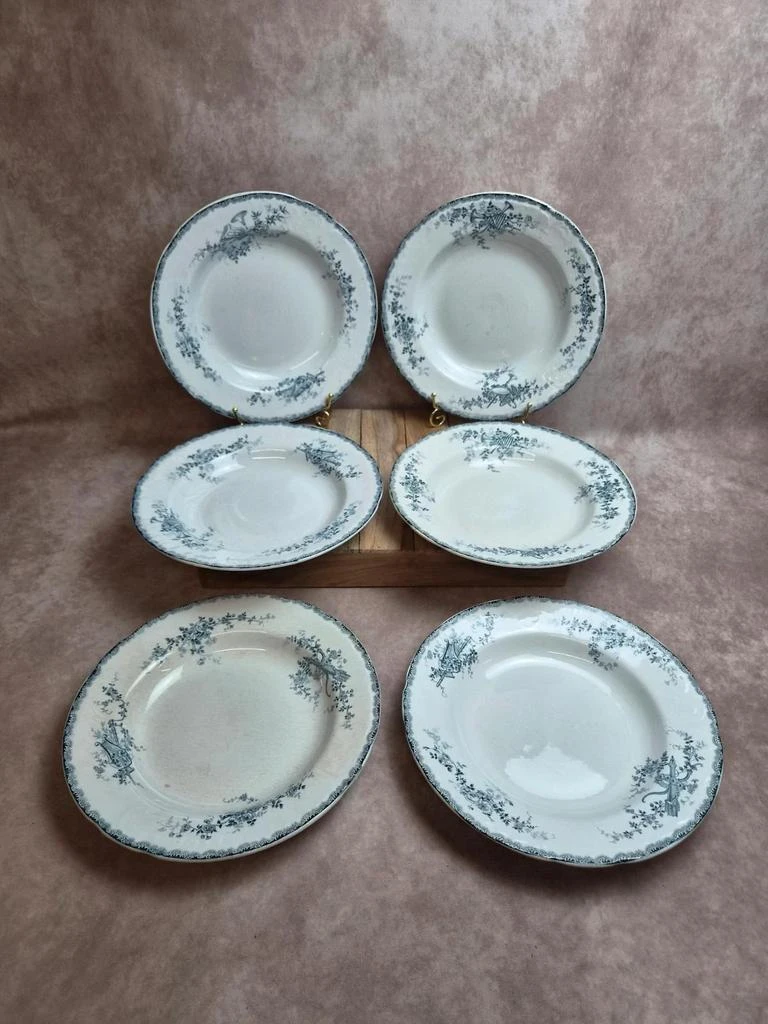 Lot de 6 assiettes creuses Terre de Fer Hippolyte Boulenger Choisy-le-roi modelo Rochambeau – photo 2